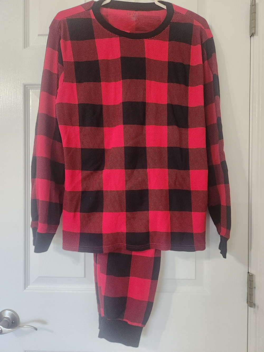 The Children's Place Adult Unisex Buffalo Plaid Thermal Pajama Top M